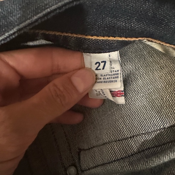 Vintage Y2K Hudson Low Rise Flare Jeans 2000s Distressed Dark Wash Denim - Sz 27 - Picture 12 of 16